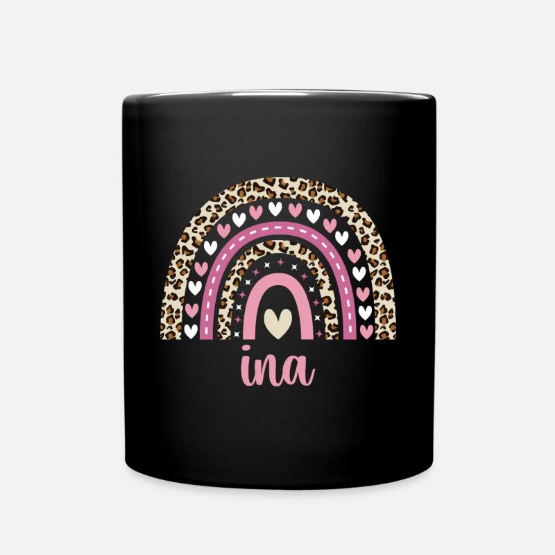 Ina Regenbogen Name Geburtstag Ina - Tasse einfarbig - Schwarz
