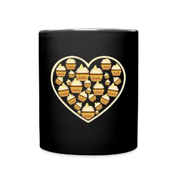 Cute Cupcake Heart Baker Baking Pastry Chef - Full Colour Mug - black - Front