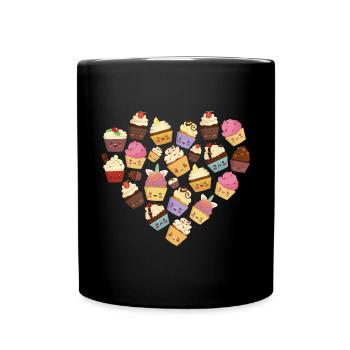 Chef pâtissier Cuisson Mignon Baker Cupcake Forme de cœur - Mug uni - noir - Devant