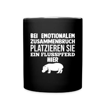 Nilpferd Flusspferd - Tasse einfarbig - Schwarz - Vorne