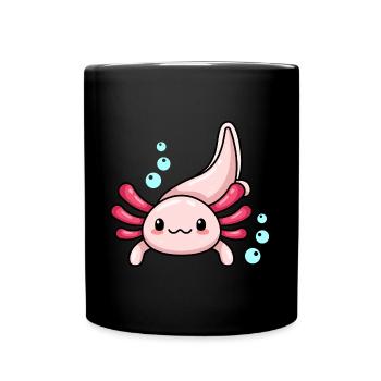 Leuzistisches Axolotl-Design für Axolotl-Liebhaber - Tasse einfarbig - Schwarz - Vorne
