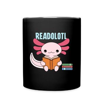 Readolotl Pun Design for Axolotl Lovers - Full Colour Mug - black - Front