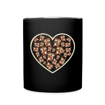 Forest Animal Cute Squirrel Heart Kids Rodent - Full Colour Mug - black - Front