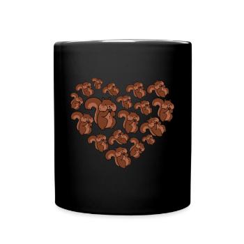 Kids Funny Squirrel Heart Cute Forest Animal - Full Colour Mug - black - Front