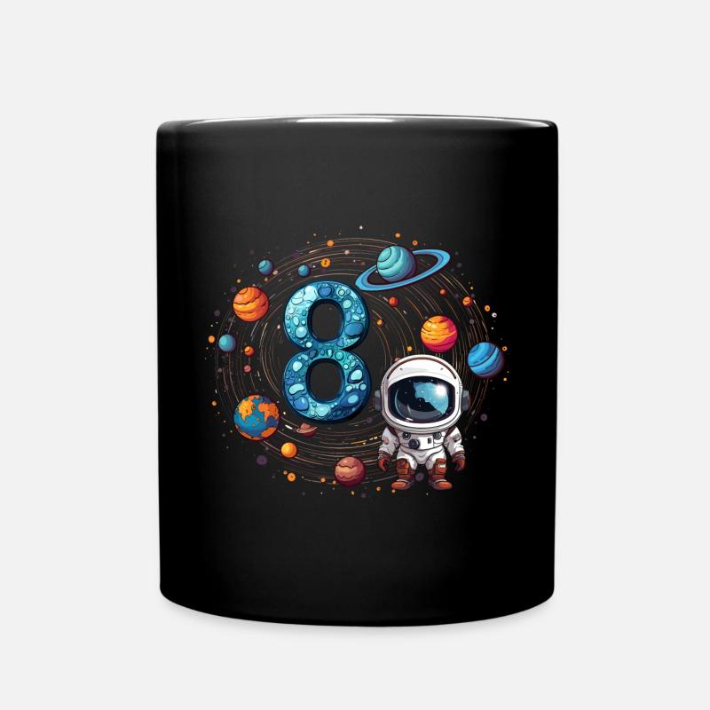 8th Birthday Astronaut Cosmonaut - Full Colour Mug - black