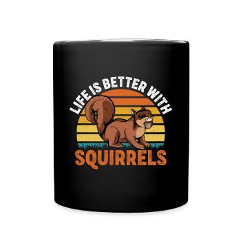Life Is Better With Squirrels Vintage Forest Anima - Full Colour Mug - black - Front