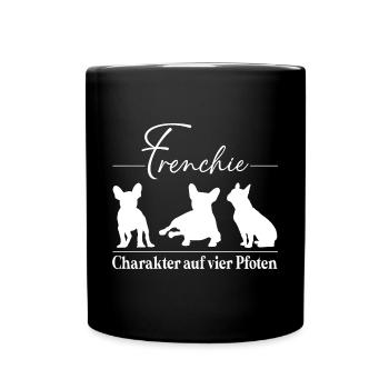 Frenchie Charakter auf vier Pfoten - Tasse einfarbig - Schwarz - Vorne