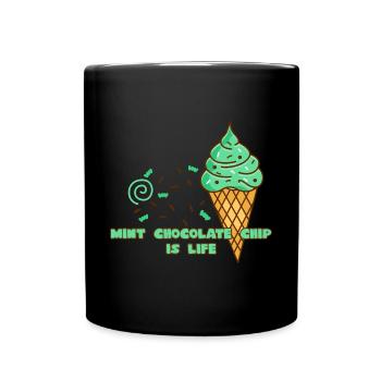 Minz Schoko Chip Eis Ist Leben - Tasse einfarbig - Schwarz - Vorne