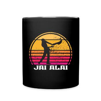 Retro Jai Alai Pelota Basque Schläger Schnellster - Tasse einfarbig - Schwarz - Vorne