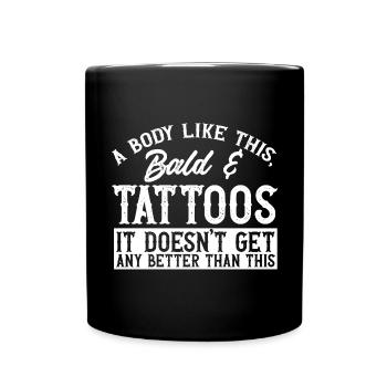 Bald Head Baldness Beard Bald Head - Full Colour Mug - black - Front