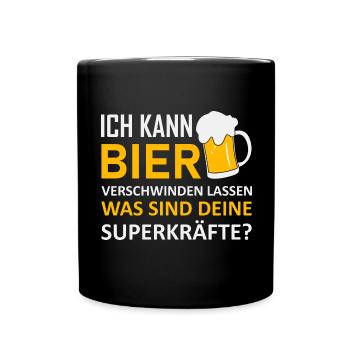 Ich kann Bier verschwinden lassen Bier Sprüche - Tasse einfarbig - Schwarz - Vorne