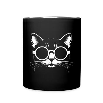 Lustige Katze mit Sonnenbrille Kätzchen Sonnenbrille Katzen - Tasse einfarbig - Schwarz - Vorne