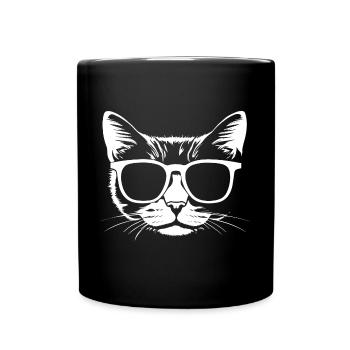 Lustige Katze mit Sonnenbrille Kätzchen Sonnenbrille Katzen - Tasse einfarbig - Schwarz - Vorne