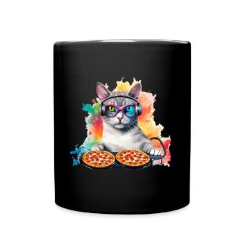 Disque Jockey Pizza Chat de l’Espace - Interstellaire - Mug uni - noir - Devant