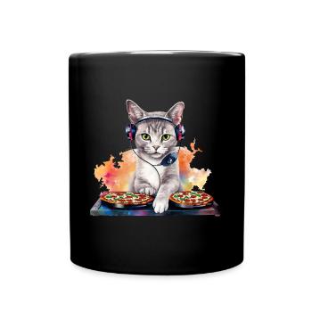 Disque Jockey Pizza Chat de l’Espace - Interstellaire - Mug uni - noir - Devant