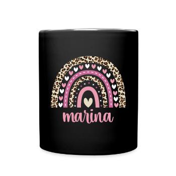 Marina Regenbogen Name Geburtstag Marina - Tasse einfarbig - Schwarz - Vorne