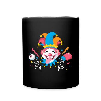Clown Karneval Fasching Kostüm Umzug Feiern Narr - Tasse einfarbig - Schwarz - Vorne