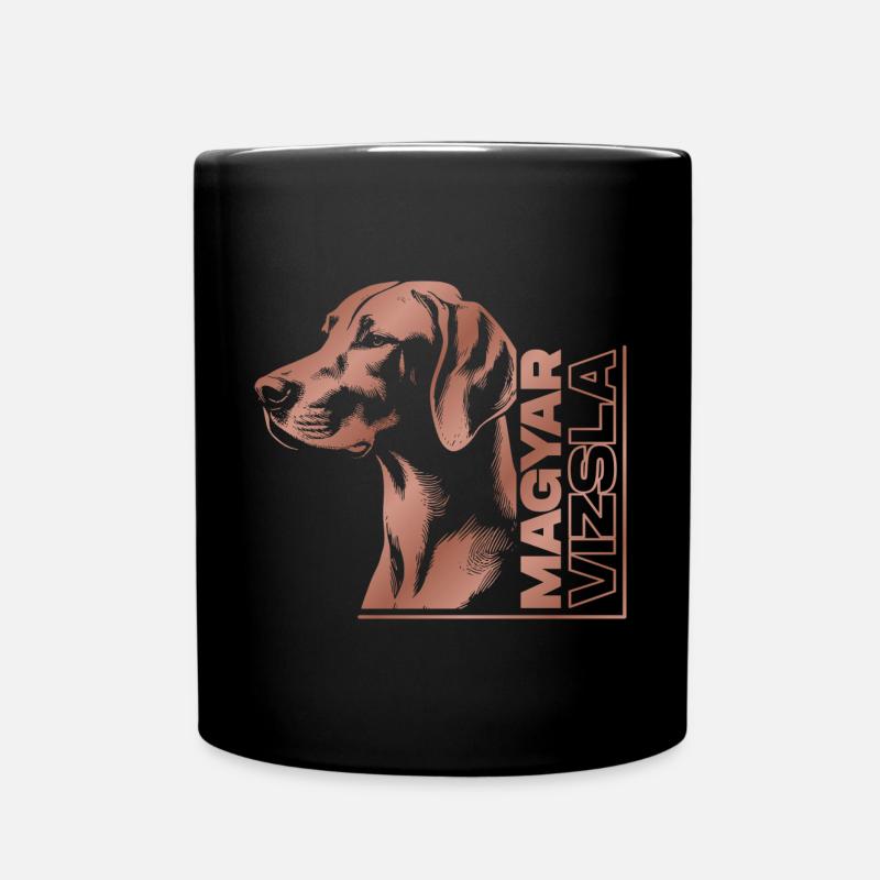 Magyar Vizsla drawing head rose gold - Full Colour Mug - black