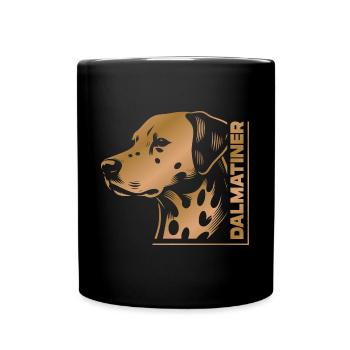 Portrait dalmatien dessin tête or - Mug uni - noir - Devant
