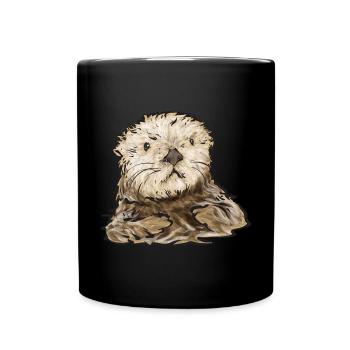 Seeotter - Tasse einfarbig - Schwarz - Vorne