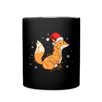 Renard avec bonnet de Père Noël - Mug uni - noir - Devant