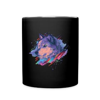 Wolf Splash - Tasse einfarbig - Schwarz - Vorne