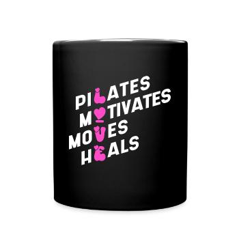 Pilates Motiviert Bewegt Heilt - Tasse einfarbig - Schwarz - Vorne