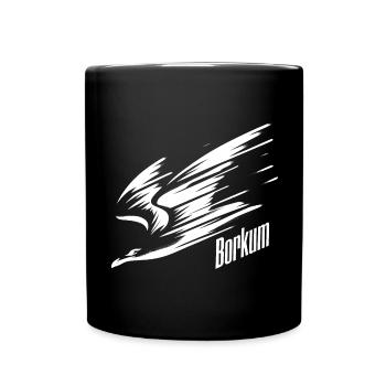Borkum Sturzflug Tiefflieger Möwe Urlaub T-Shirt - Tasse einfarbig - Schwarz - Vorne