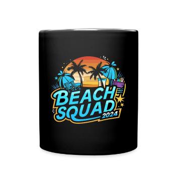 Beach Squad 2024 Tropischer Sonnenuntergang - Tasse einfarbig - Schwarz - Vorne
