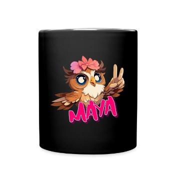 MAYA - Beau nom de fille avec un hibou mignon - Mug uni - noir - Devant
