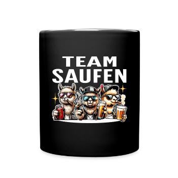 Team Saufen Alpaka Party Bier Feiern - Tasse einfarbig - Schwarz - Vorne