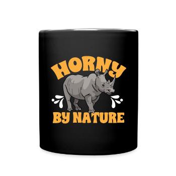 Nashorn Rhino Einhorn - Tasse einfarbig - Schwarz - Vorne