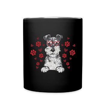 Zwergschnauzer Hund Schnauzer - Tasse einfarbig - Schwarz - Vorne