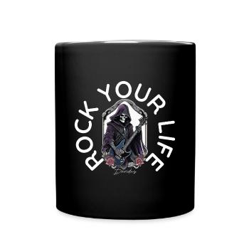 Rock dein Leben | Gitarre, Festival, Konzert - Tasse einfarbig - Schwarz - Vorne