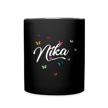 NIKA - Nom de fille avec des papillons colorés - Mug uni - noir - Devant