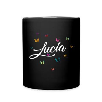 LUCIA - Nom de fille avec des papillons colorés - Mug uni - noir - Devant