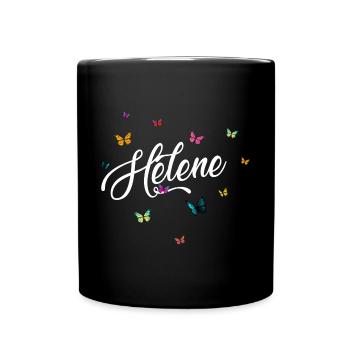 HELENE - Girl Name with Colorful Butterflies - Full Colour Mug - black - Front