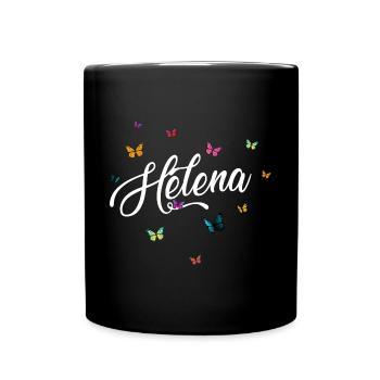 HELENA - Girl Name with Colorful Butterflies - Full Colour Mug - black - Front