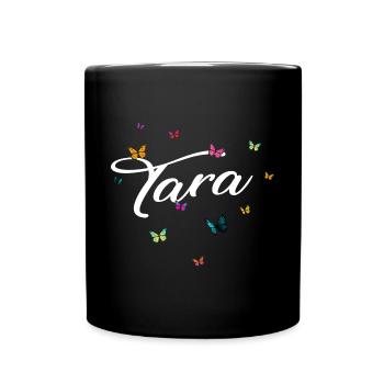 TARA - Nom de fille avec des papillons colorés - Mug uni - noir - Devant