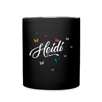 HEIDI - Nom de fille avec des papillons colorés - Mug uni - noir - Devant