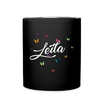 LEILA - Nom de fille avec des papillons colorés - Mug uni - noir - Devant