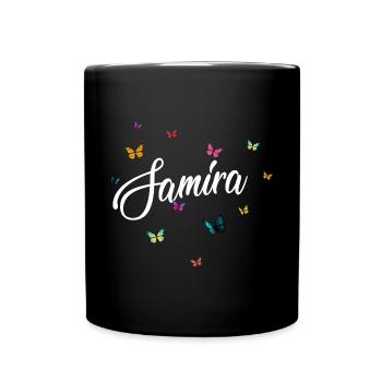 SAMIRA - Prénom de fille avec des papillons colorés - Mug uni - noir - Devant