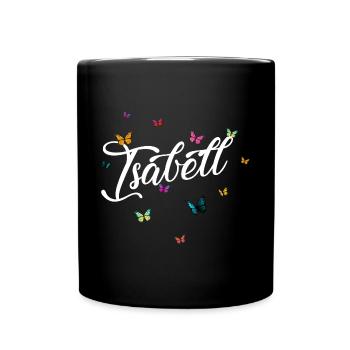 ISABELL - Girl's name with colorful butterflies - Full Colour Mug - black - Front