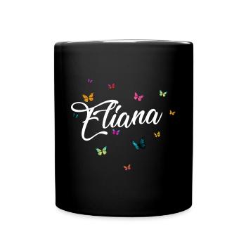 ELIANA - Mädchen Name mit bunten Schmetterlingen - Tasse einfarbig - Schwarz - Vorne