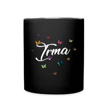 IRMA - Mädchen Name mit bunten Schmetterlingen - Tasse einfarbig - Schwarz - Vorne