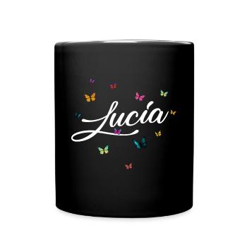 LUCIA - Nom de fille avec des papillons colorés - Mug uni - noir - Devant