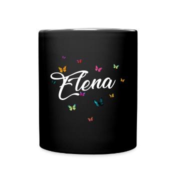 ELENA - Girl Name with Colorful Butterflies - Full Colour Mug - black - Front