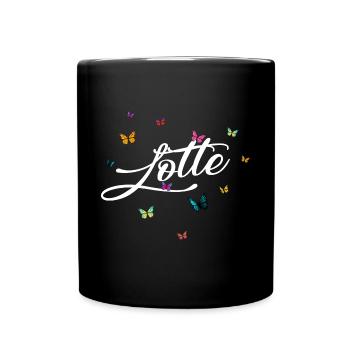 LOTTE - Girl Name with Colorful Butterflies - Full Colour Mug - black - Front