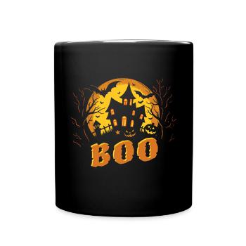 Halloween Geisterhaus - gruselig - Boo - Tasse einfarbig - Schwarz - Vorne