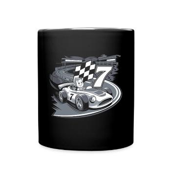 Thème de la voiture de course du 7e anniversaire pour les garçons - Mug uni - noir - Devant